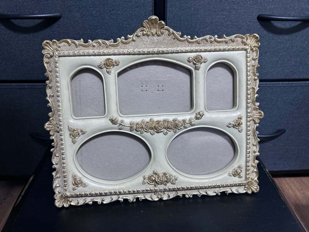 Vintage Victorian StyleCream and Gold Floral Collage Picture Frame